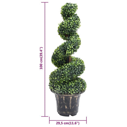 Kunstplant met pot buxus spiraal 100 cm groen