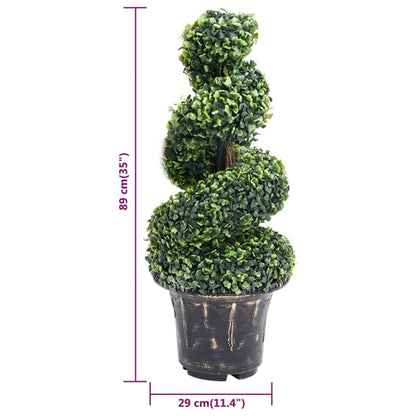 Kunstplant met pot buxus spiraal 89 cm groen