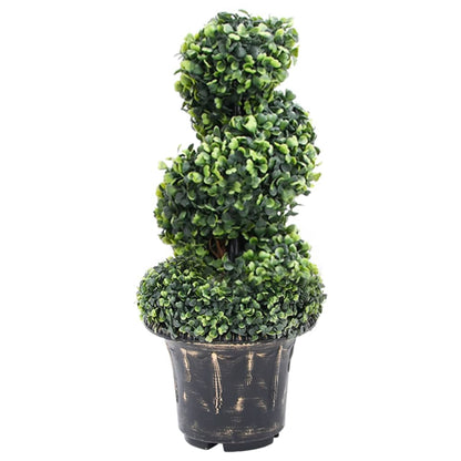 Kunstplant met pot buxus spiraal 59 cm groen