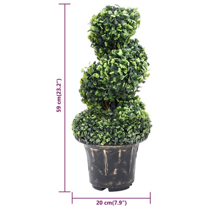Kunstplant met pot buxus spiraal 59 cm groen