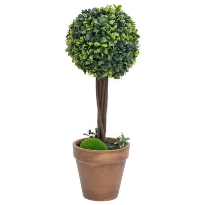 Kunstplanten met pot 2 st buxus bolvorming 33 cm groen