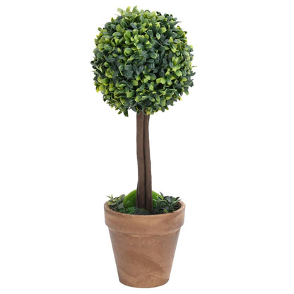 Kunstplanten met pot 2 st buxus bolvorming 33 cm groen