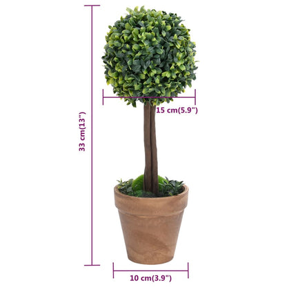 Kunstplanten met pot 2 st buxus bolvorming 33 cm groen