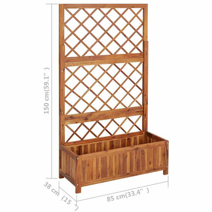 Plantenbak Verhoogd Met Latwerk 85X38X150 Cm Massief Acaciahout