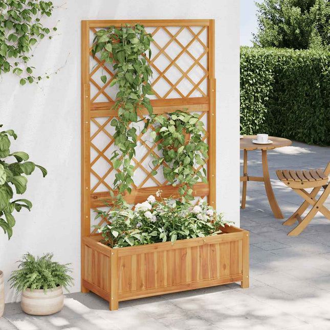 Plantenbak Verhoogd Met Latwerk 85X38X150 Cm Massief Acaciahout