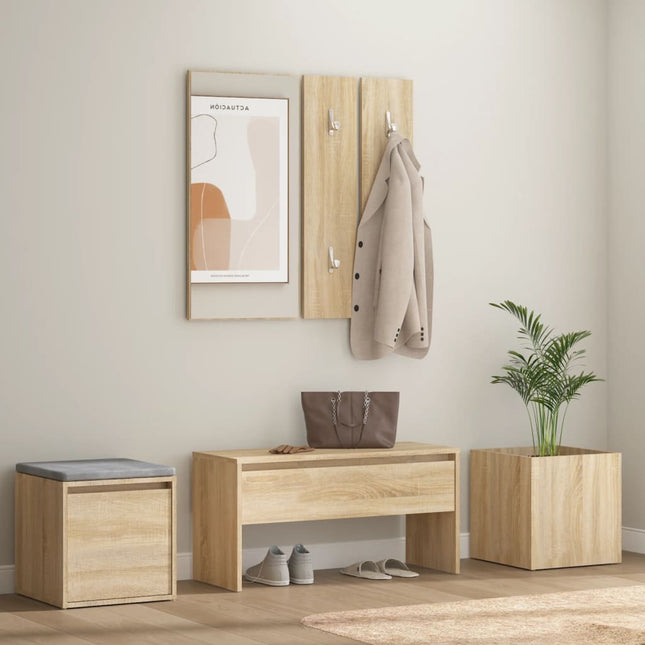 Garderobe Set Bewerkt Hout