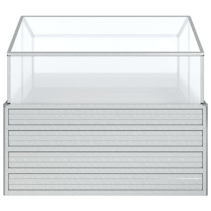Plantenbak Met Kas Verhoogd 100X100X85 Cm Zilverkleurig Bruin