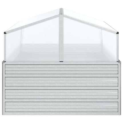 Plantenbak Met Kas Verhoogd 100X100X85 Cm Zilverkleurig Bruin