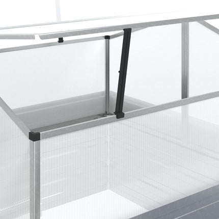 Plantenbak Met Kas Verhoogd 100X100X85 Cm Zilverkleurig Bruin
