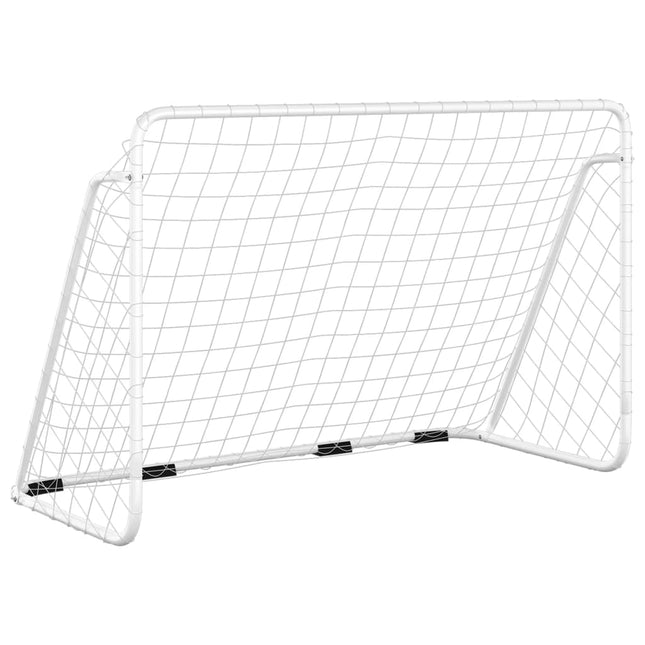 Voetbaldoel Met Net Staal Wit