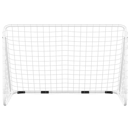 Voetbaldoel Met Net Staal Wit