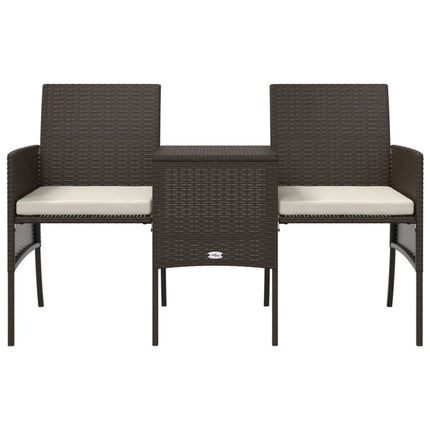 Tuinbank 2-Zits Met Tafel En Voetenbanken Poly Rattan