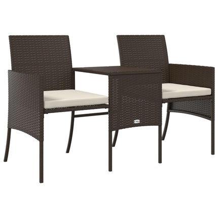 Tuinbank 2-Zits Met Tafel En Voetenbanken Poly Rattan