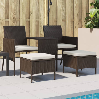 Tuinbank 2-Zits Met Tafel En Voetenbanken Poly Rattan