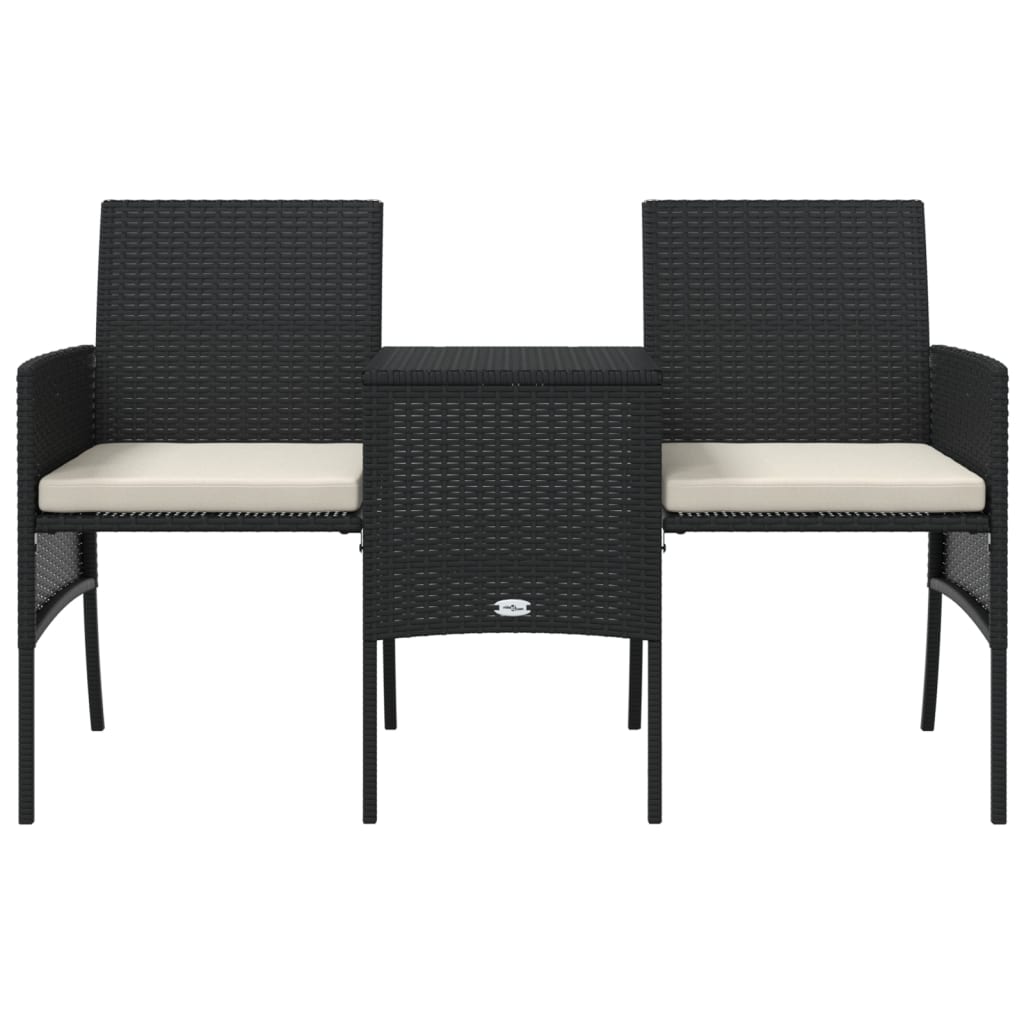 Tuinbank 2-Zits Met Tafel En Voetenbanken Poly Rattan