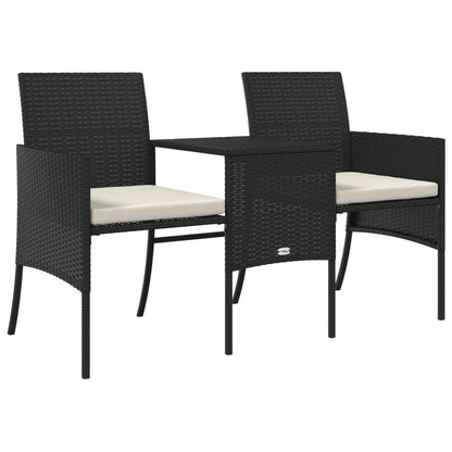 Tuinbank 2-Zits Met Tafel En Voetenbanken Poly Rattan