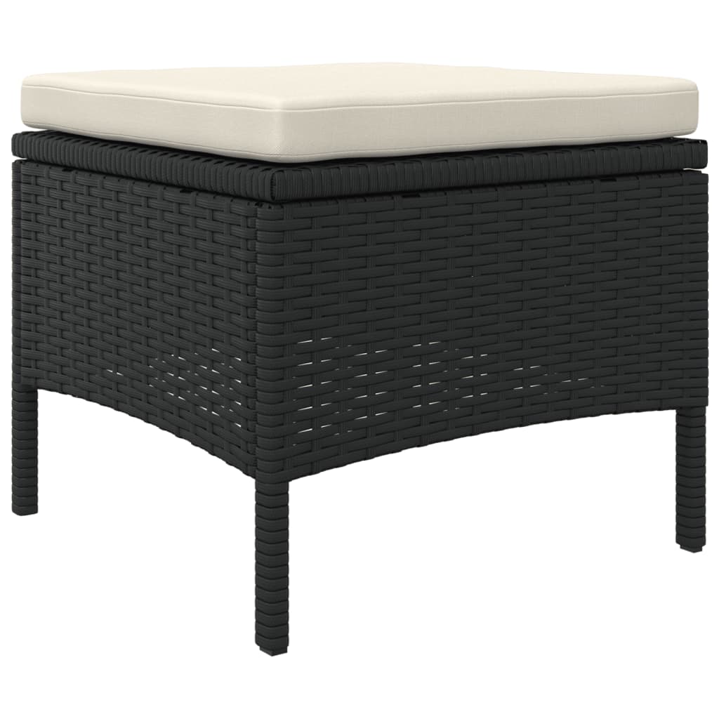 Tuinbank 2-Zits Met Tafel En Voetenbanken Poly Rattan