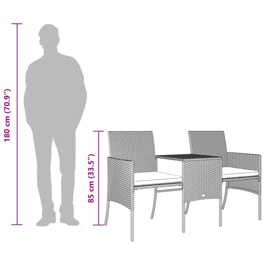 Tuinbank 2-Zits Met Tafel En Voetenbanken Poly Rattan