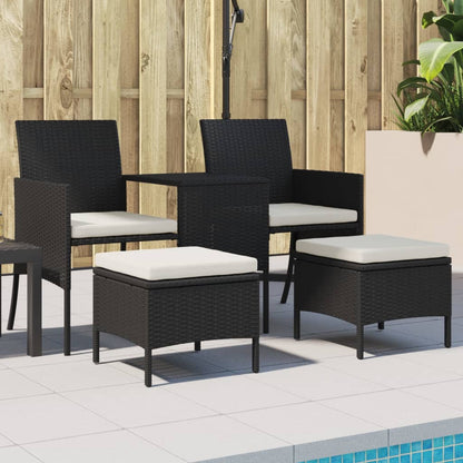 Tuinbank 2-Zits Met Tafel En Voetenbanken Poly Rattan