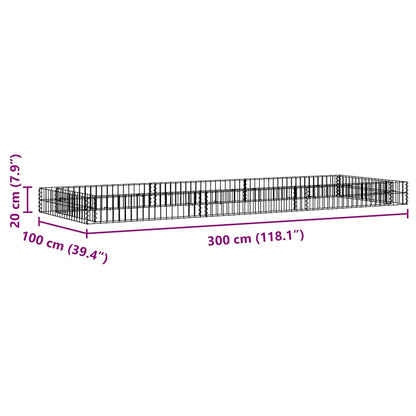 Gabion plantenbak verhoogd 300x100x20 cm gegalvaniseerd staal