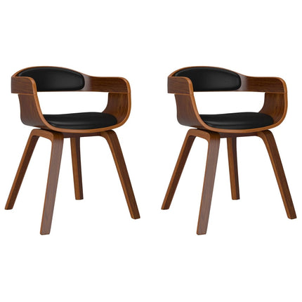 Eetkamerstoelen Gebogen Hout En Kunstleer Zwart