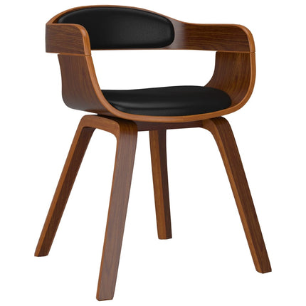 Eetkamerstoelen Gebogen Hout En Kunstleer Zwart