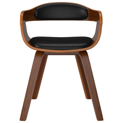 Eetkamerstoelen Gebogen Hout En Kunstleer Zwart