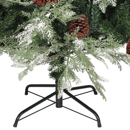 Kerstboom Met Led En Dennenappels 195 Cm Pvc En Pe Groen En Wit