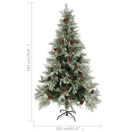 Kerstboom Met Led En Dennenappels 195 Cm Pvc En Pe Groen En Wit