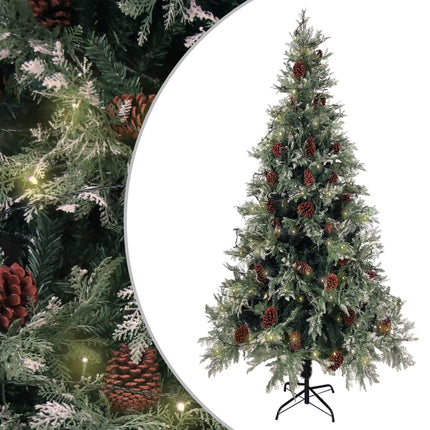 Kerstboom Met Led En Dennenappels 195 Cm Pvc En Pe Groen En Wit