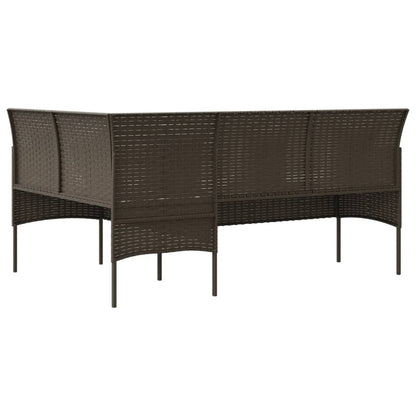 Loungebank Met Kussens L-Vormig Poly Rattan