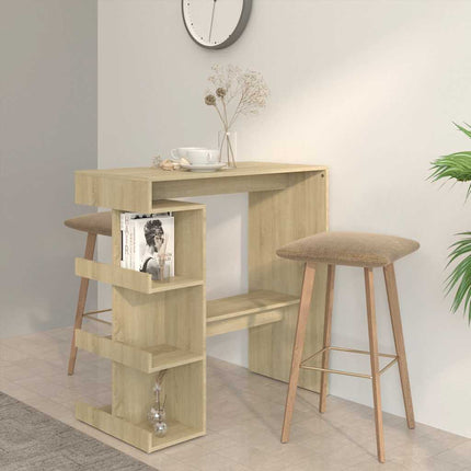 Bartafel Met Opbergrek 100X50X101,5 Cm Bewerkt Hout
