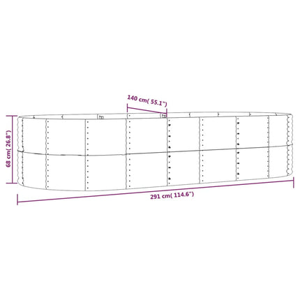 Plantenbak 291X140X68 Cm Gegalvaniseerd Staal Grijs
