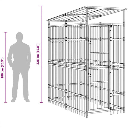 Hondenkennel Met Dak 1,84 M² Staal
