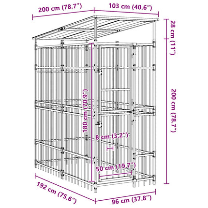 Hondenkennel Met Dak 1,84 M² Staal