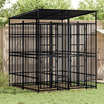 Hondenkennel Met Dak 1,84 M² Staal