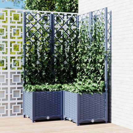Tuinplantbak Met Schutting En Wielen 40 X 40 X 131,5 Cm