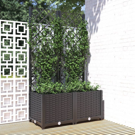 Tuinplantbak Met Schutting En Wielen 40 X 40 X 131,5 Cm