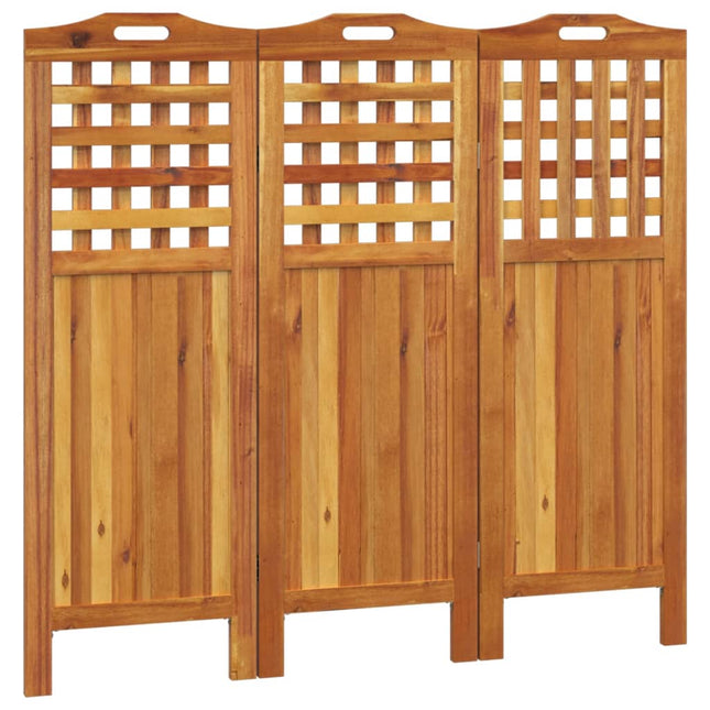 Kamerscherm Met 3 Panelen 121,5X2X115 Cm Massief Acaciahout