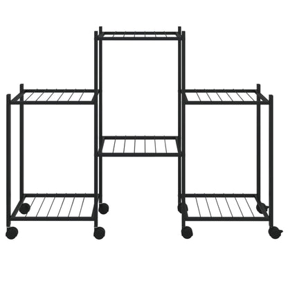Bloemenstandaard Met Wielen 83X25X63,5 Cm Ijzer Zwart