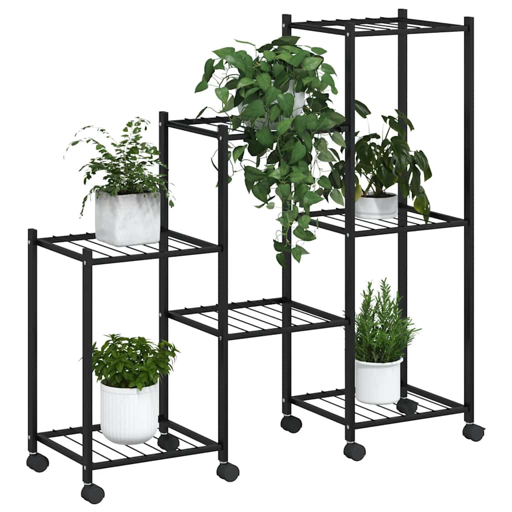 Bloemenstandaard Met Wielen 83X25X83,5 Cm Ijzer Zwart
