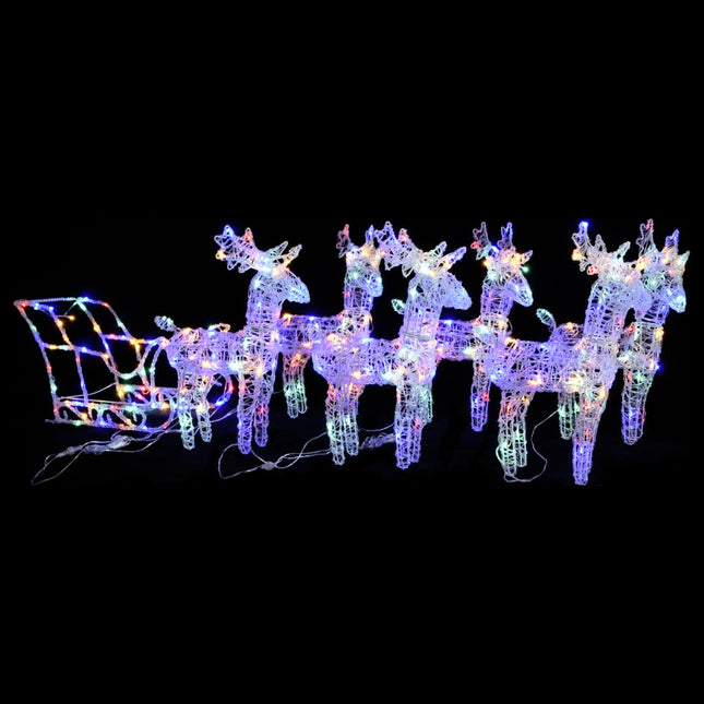 Kerstversiering Rendieren En Slee 320 Led's Acryl Blauw