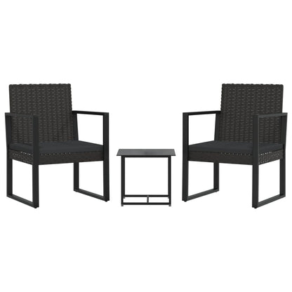 3-Delige Loungeset Met Kussens Poly Rattan Zwart