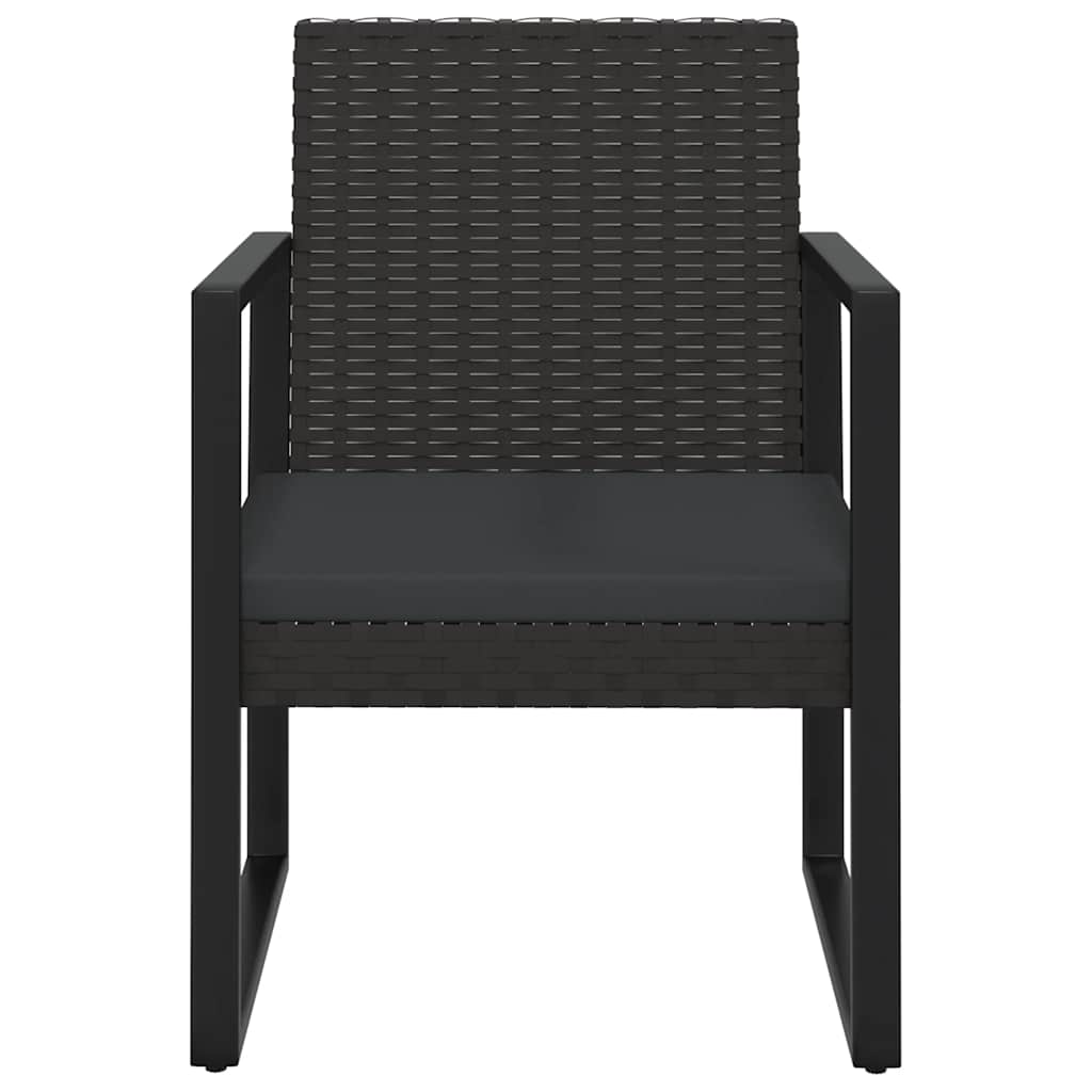 3-Delige Loungeset Met Kussens Poly Rattan Zwart
