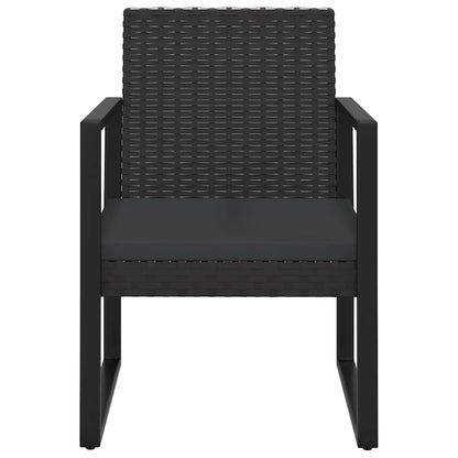 3-Delige Loungeset Met Kussens Poly Rattan Zwart