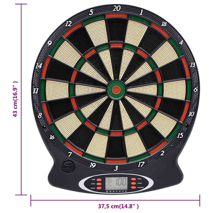 Dartbord elektrisch met darts polypropeen zwart