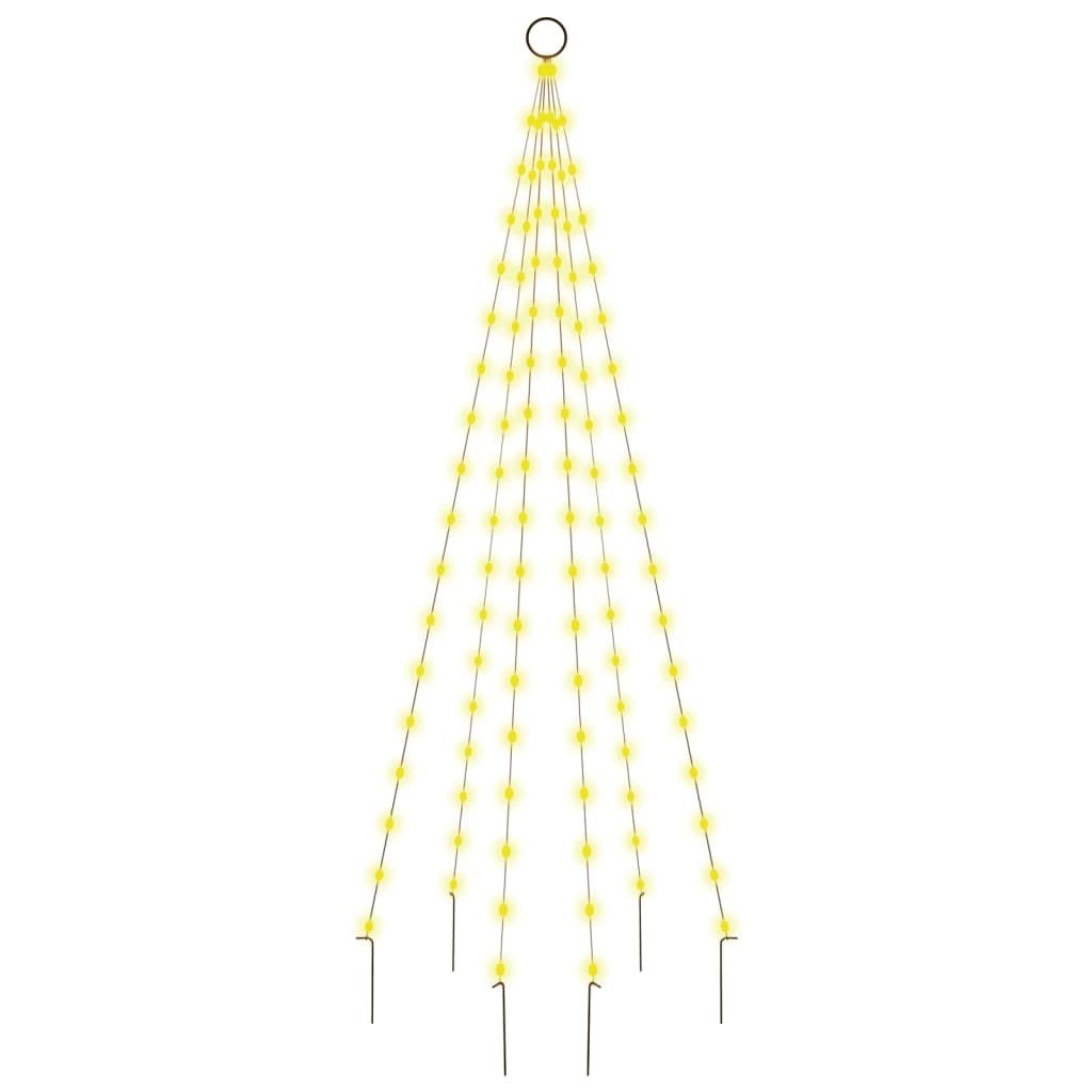 Vlaggenmast kerstboom 108 LED's warmwit 180 cm