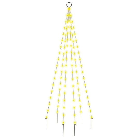 Vlaggenmast kerstboom 108 LED's warmwit 180 cm