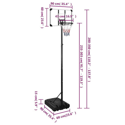 Basketbalstandaard 280-350 Cm Polycarbonaat Transparant Sonoma Eiken