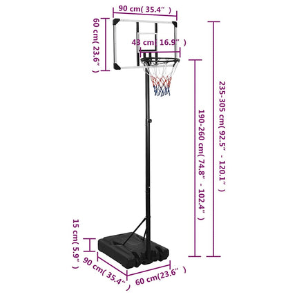 Basketbalstandaard 235-305 Cm Polycarbonaat Transparant Bruin